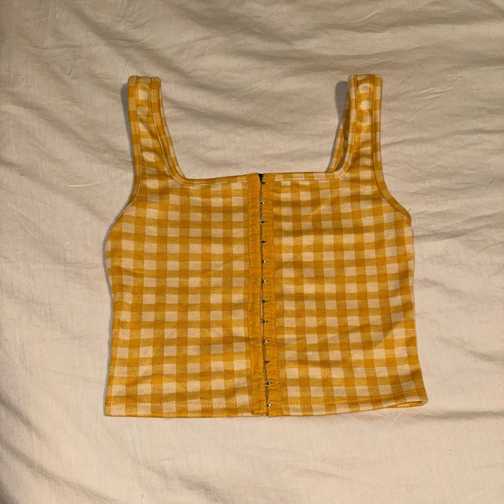 Checker pattern Caution to the Wind Yellow tank top